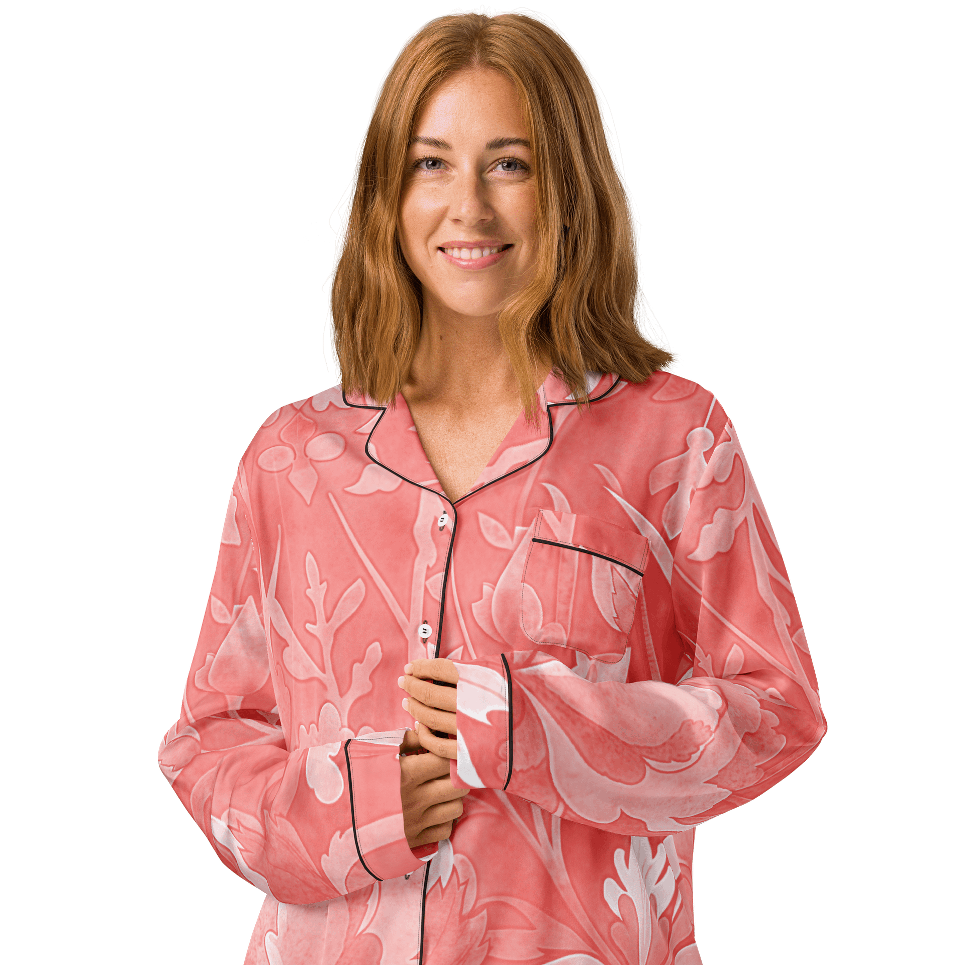 Elegant Pink Floral Pattern Women's Pajama Top product image (4)