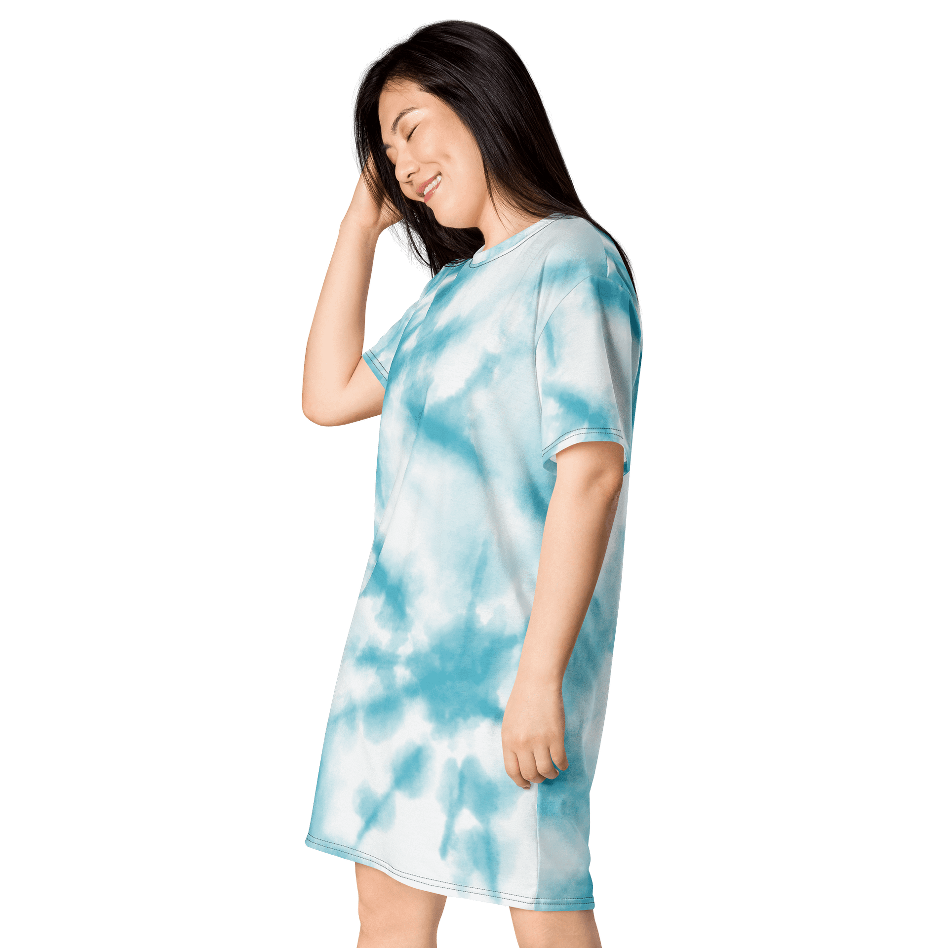 Exclusive Blue Tie-Dye T-Shirt Dress - Only at TDS Music product image (3)