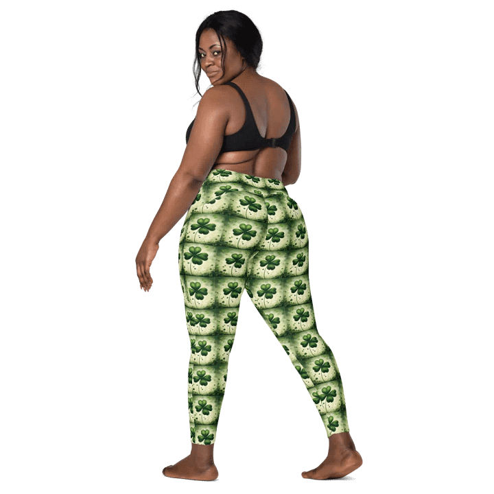 Whimsical Lucky Four Leaf Clover St Patrick’s Day Leggings product image (2)