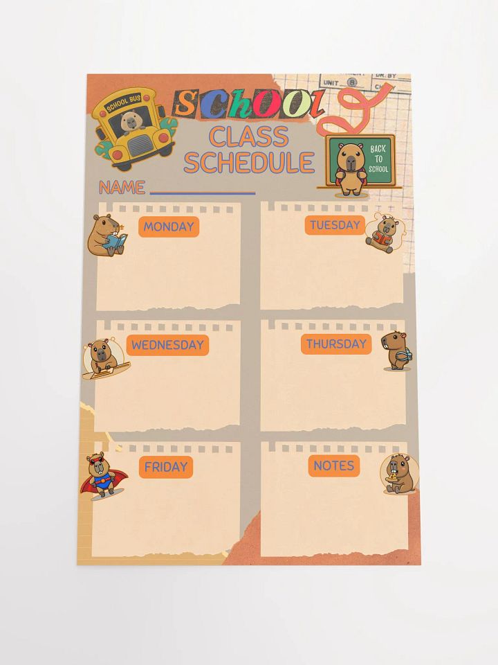 Cute Capybara School Class Schedule Poster product image (2)