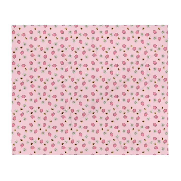 Strawberries And Flowers Blanket product image (1)