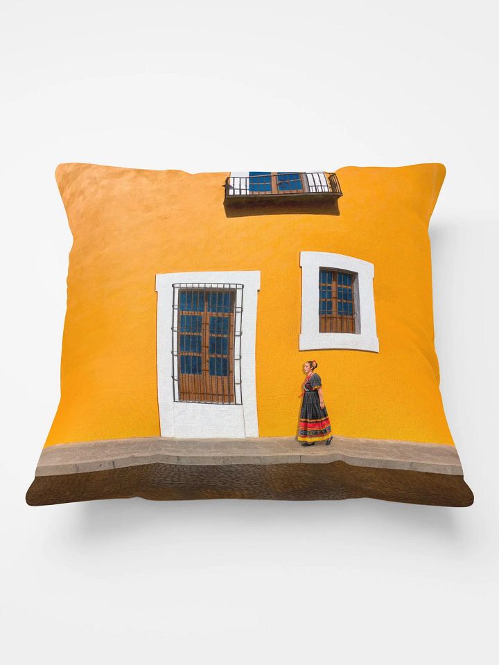 Puebla Mexico Golden Yellow Historic Architecture Throw PIllow product image (2)