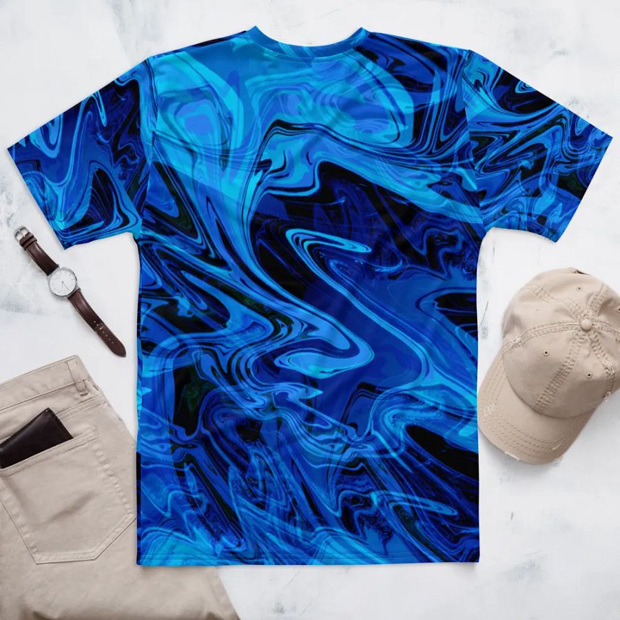 Blue and Black Swarm Pattern Urban Design T-Shirt product image (7)