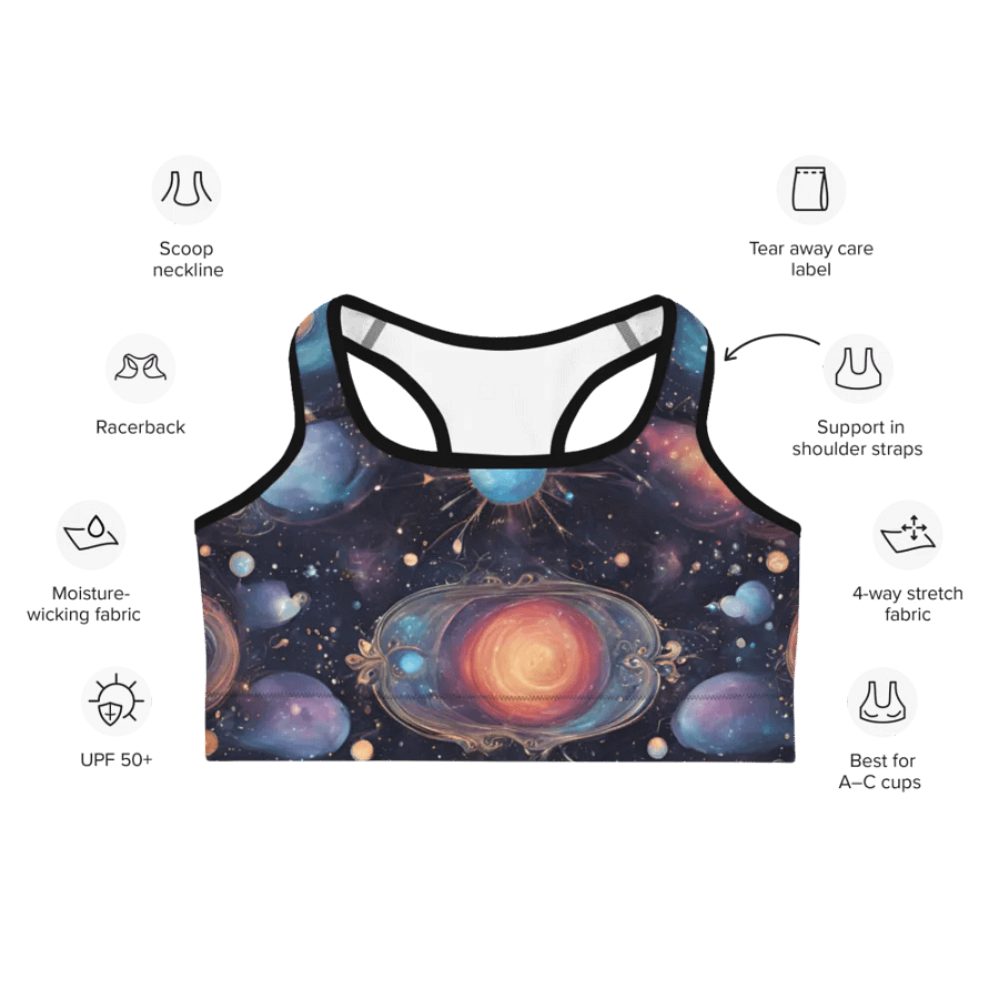 Cosmic Fusion All-Over Print Sports Bra product image (2)