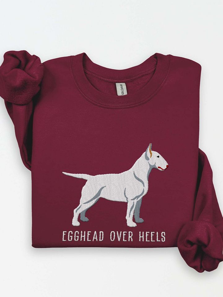 Egghead Over Heals Sweatshirt (Embroidered) of an English Bull Terrier(White) product image (1)