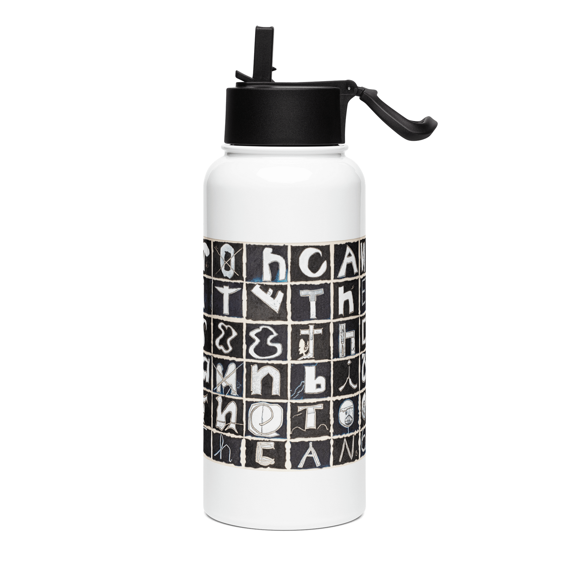 The Tooth Can Bite Stainless Steel Water Bottle with a Straw Lid in White product image (3)