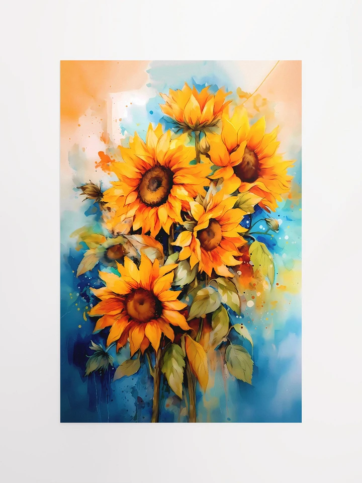 Sunny Elegance: Lively Sunflower Cluster Art Print Matte Poster product image (2)