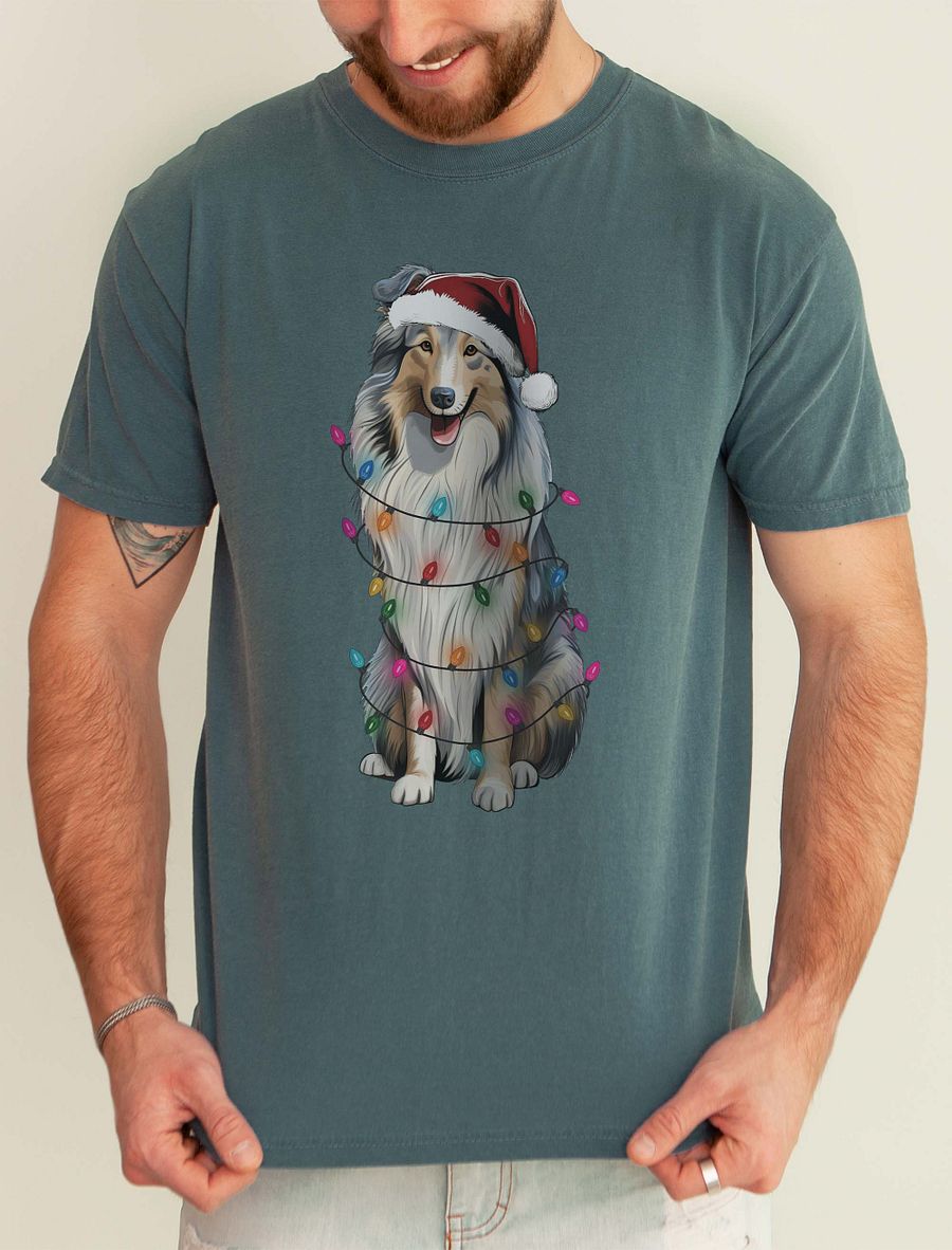 Funny Shetland Sheepdog(Blue Merle) Christmas T-Shirt for Sheltie Paw-rents product image (1)