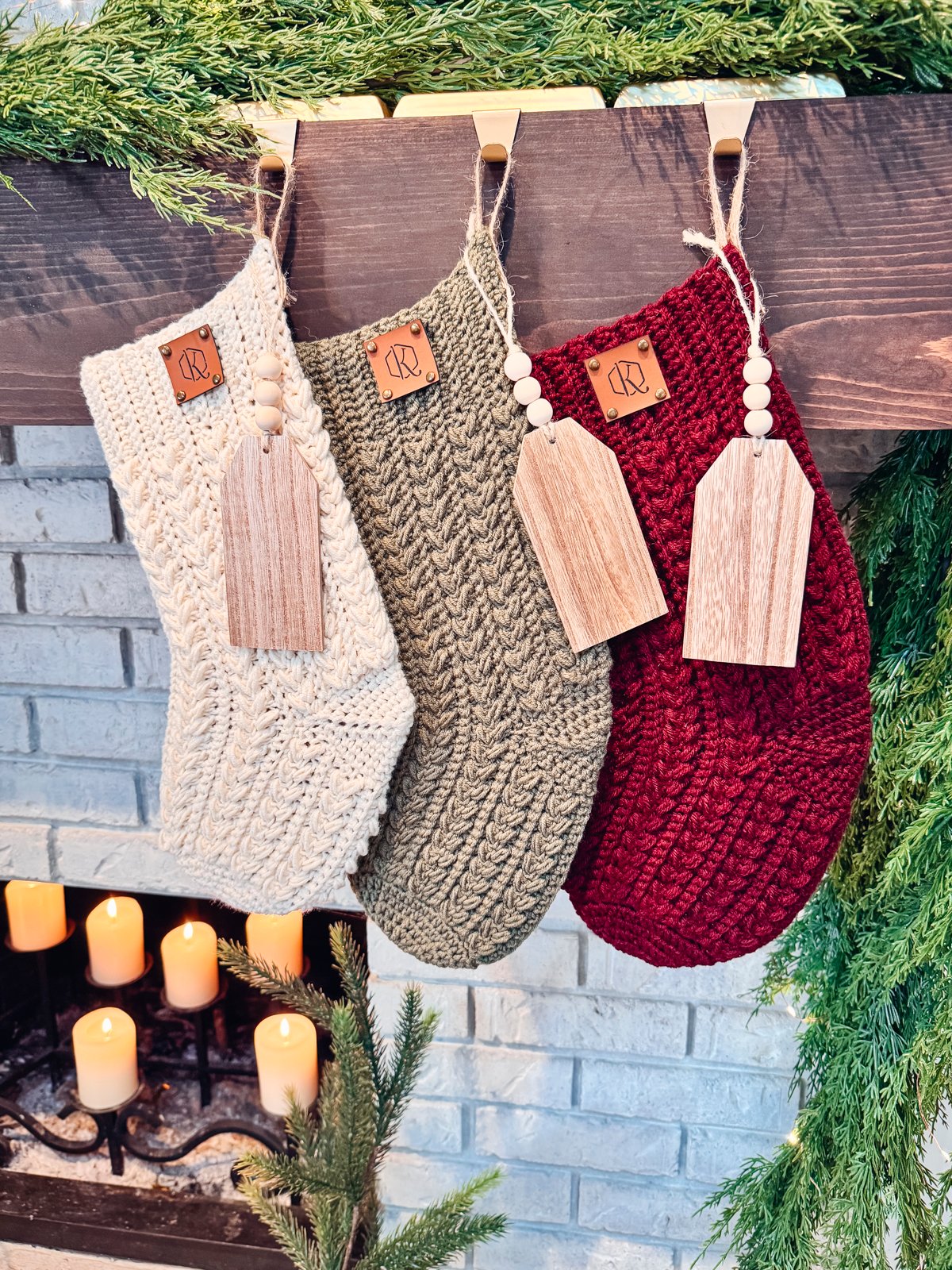 Festive Snowy Wheat Crochet Stocking Pattern product image (1)