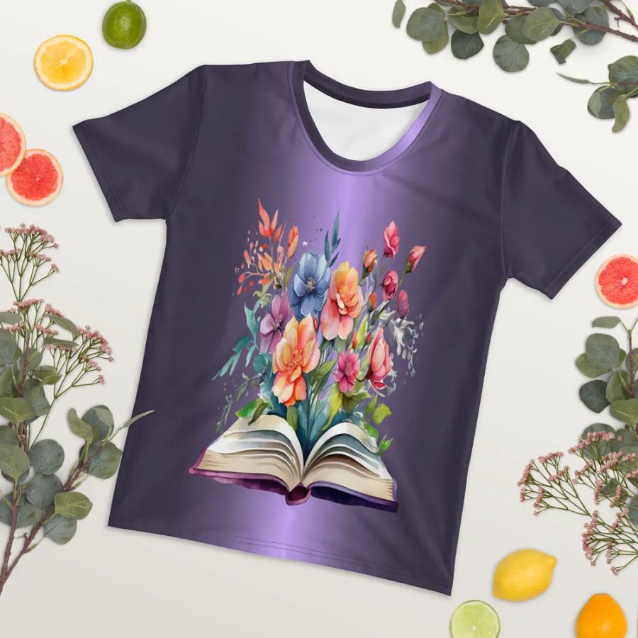 Floral Book All Over Print T-shirt product image (7)