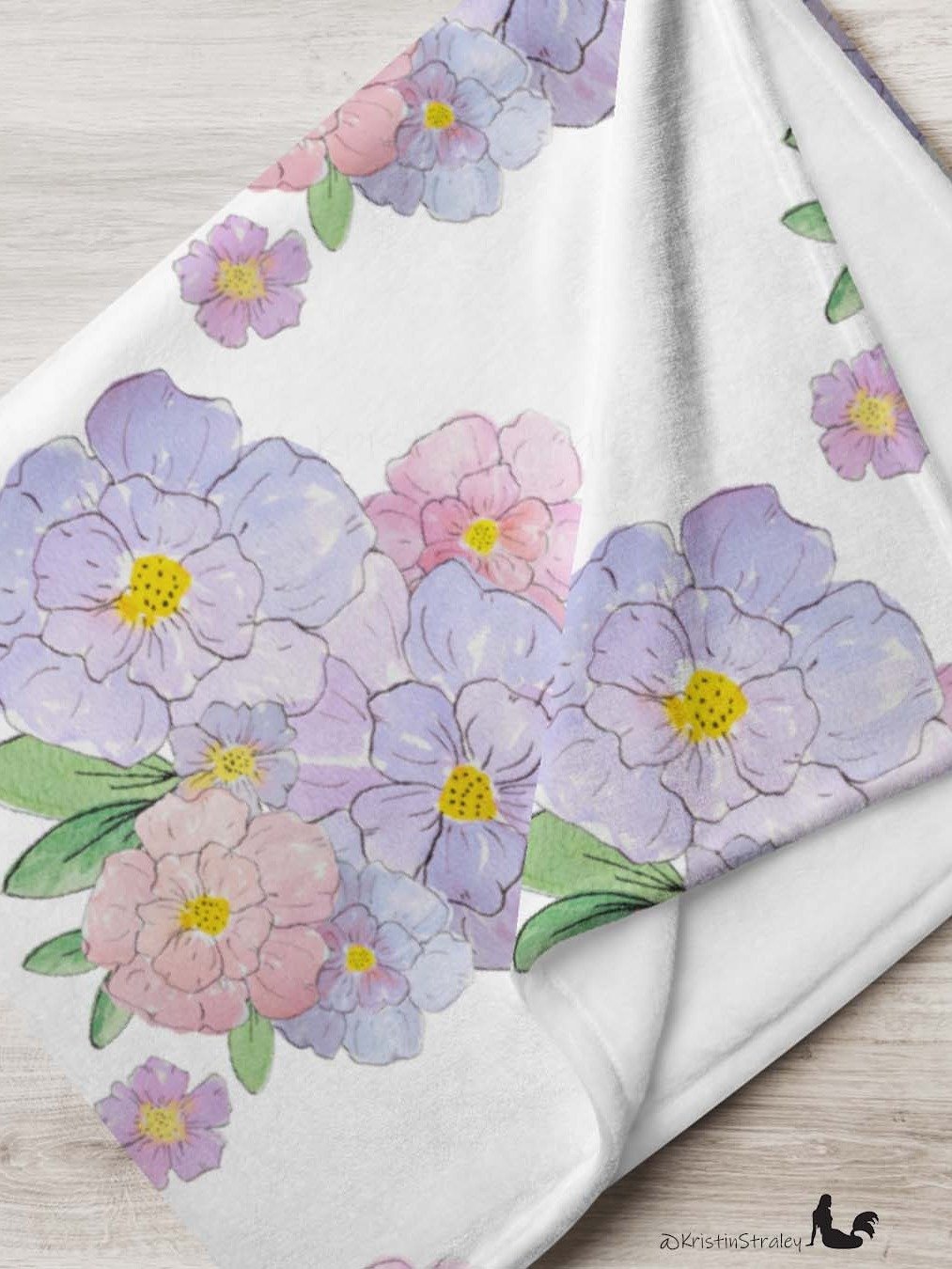Lavender Flower Bouquet Fleece Throw Blanket product image (7)