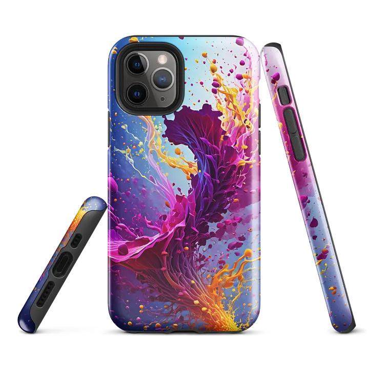 Tough Phone Case for iPhone® - Magenta and Orange Splash Abstract Art product image (1)