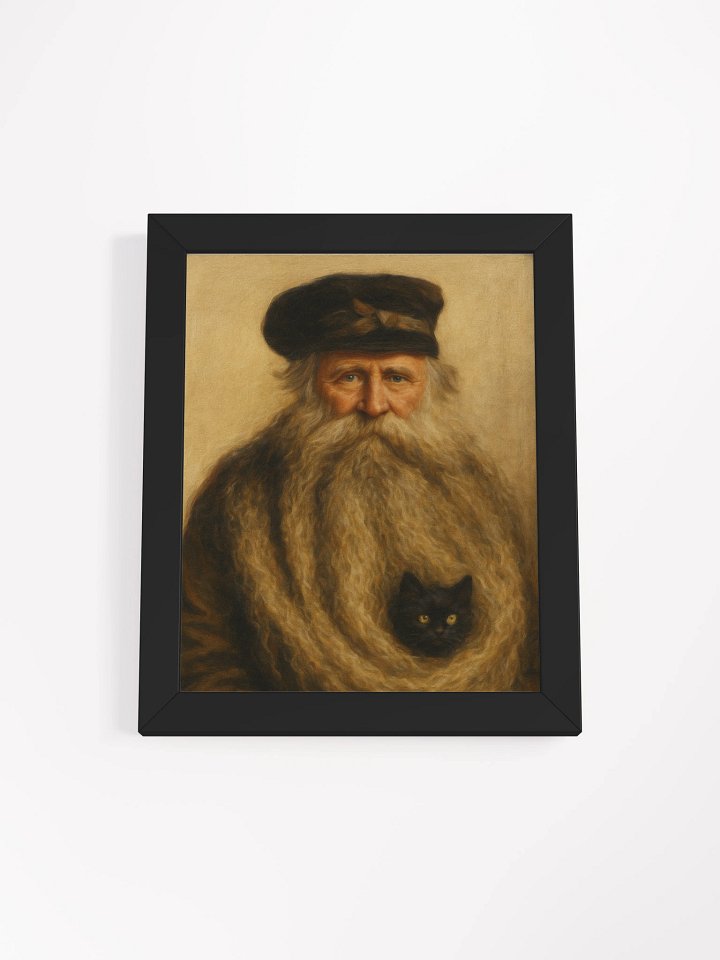 Framed Canvas - Bearded Man and Cat 'Silent Companion' product image (1)