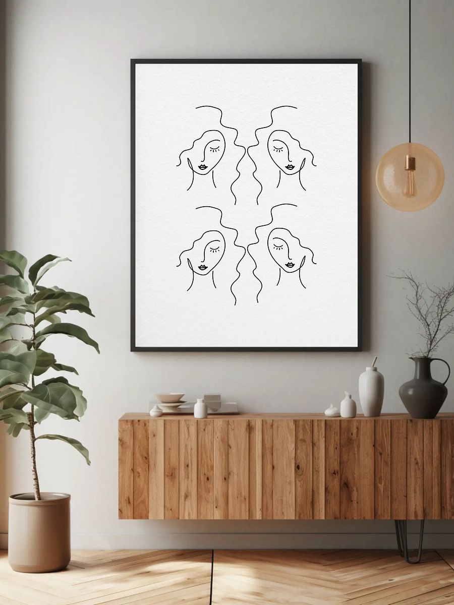 Beautiful Minimalist Portrait Poster Modern Woman Line Art Face Wall Art - Stylish Beauty Illustration - Elegant Home Decor Feminine Design product image (5)