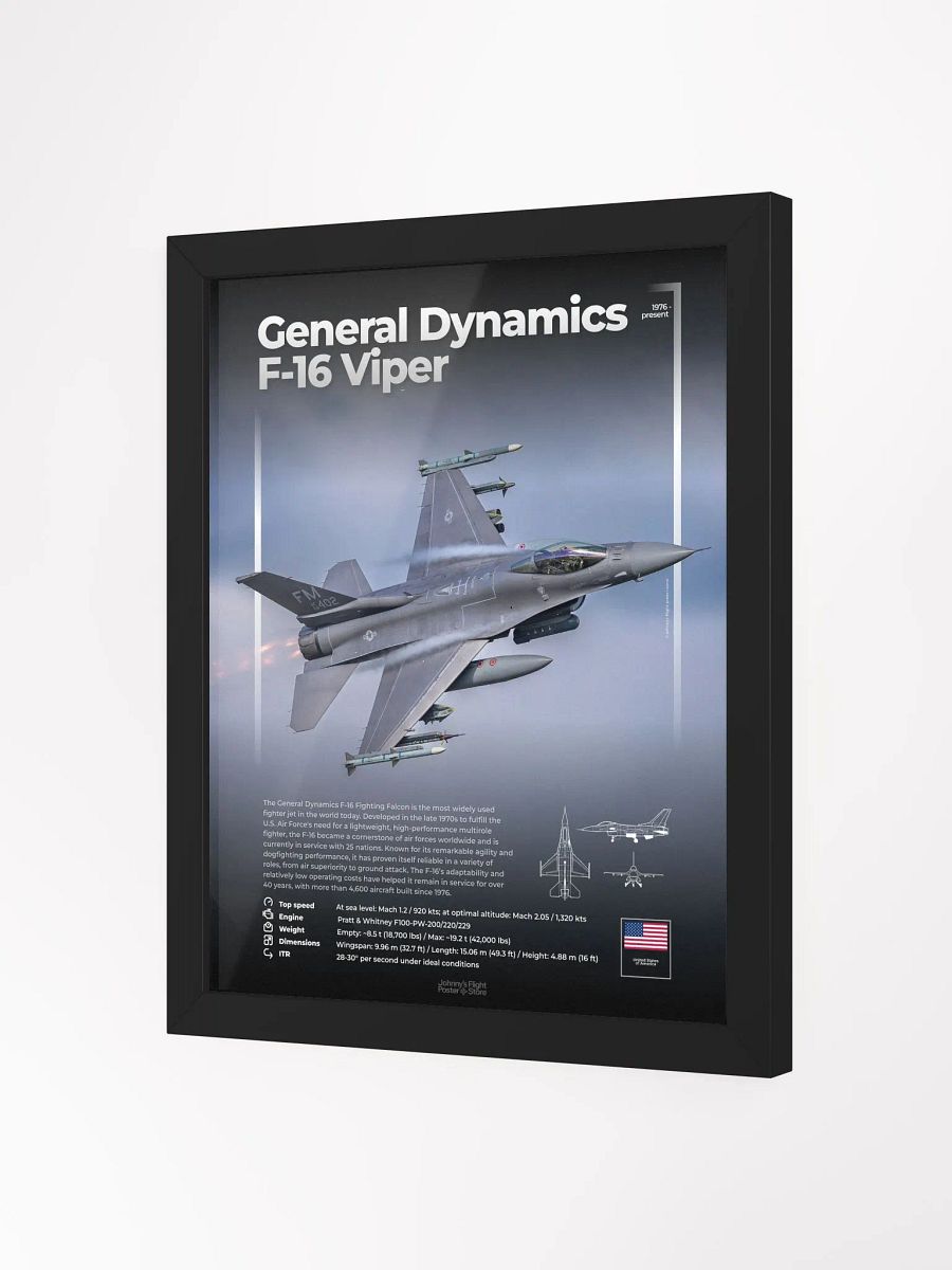 General Dynamics (Lockheed Martin) F-16 Viper / Fighting Falcon Aviation Spec Poster product image (3)