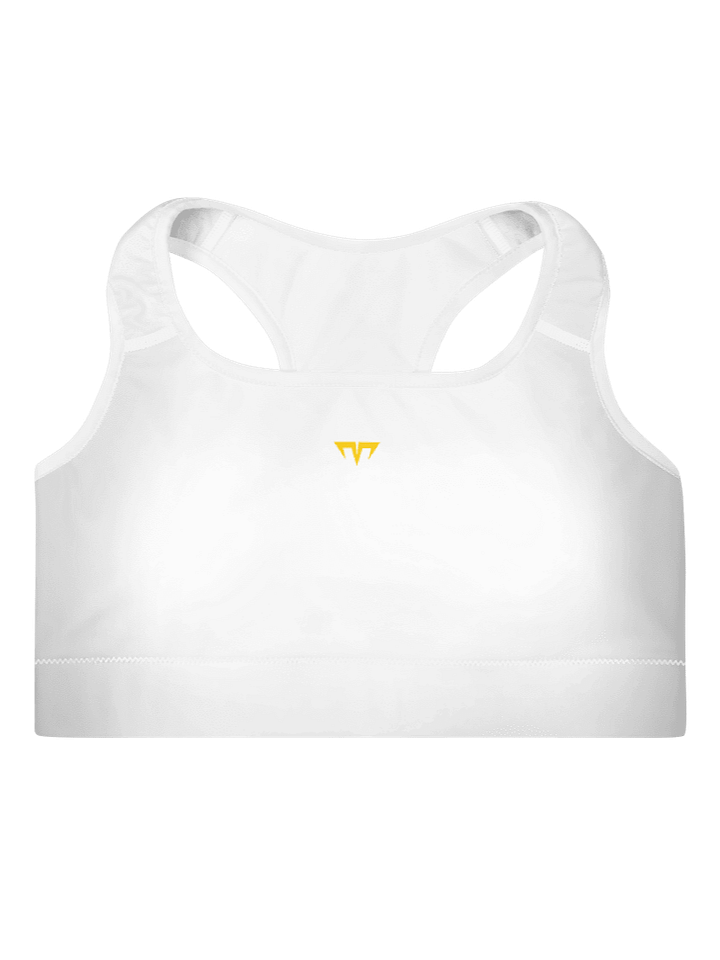 Women's Activewear - Padded Sports Bra White - Printed Gold Logo product image (1)