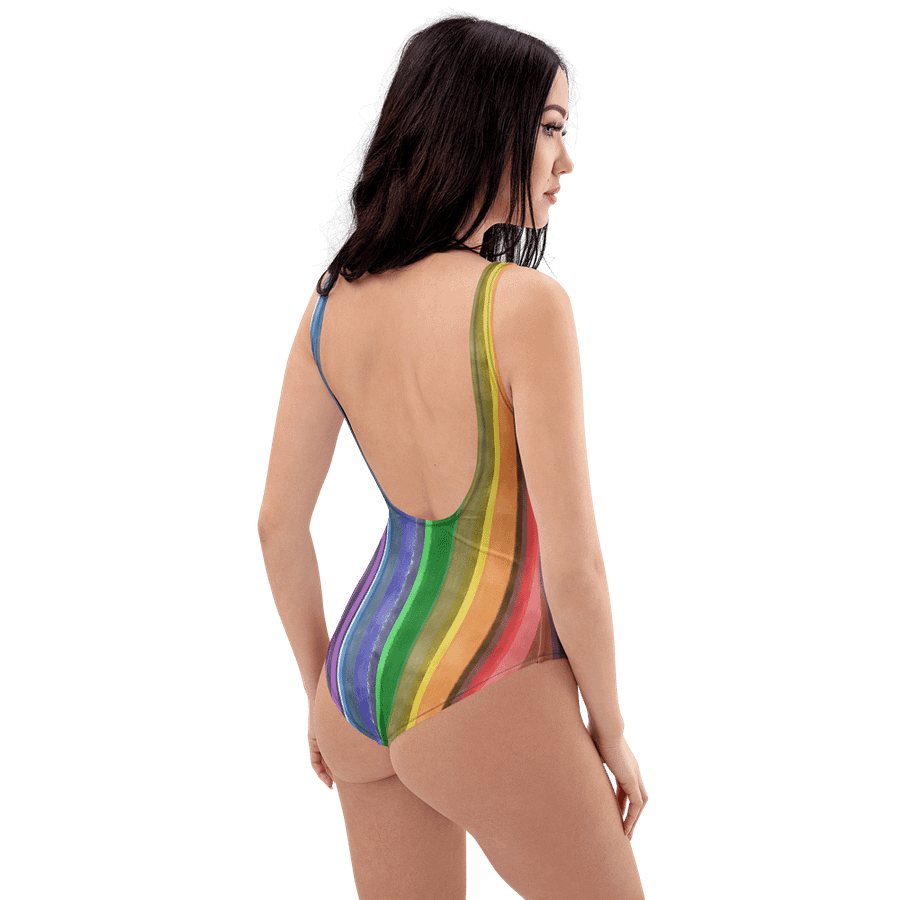 Cool Gouache Striped One-Piece Women's Swimsuit product image (6)