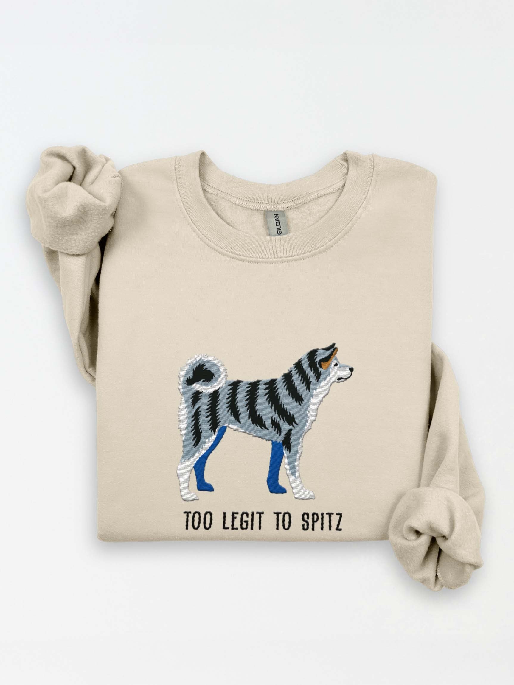 Too Legit to Spitz Sweatshirt (Embroidered) of a Japanese Akita Inu(Gray Brindle) product image (1)
