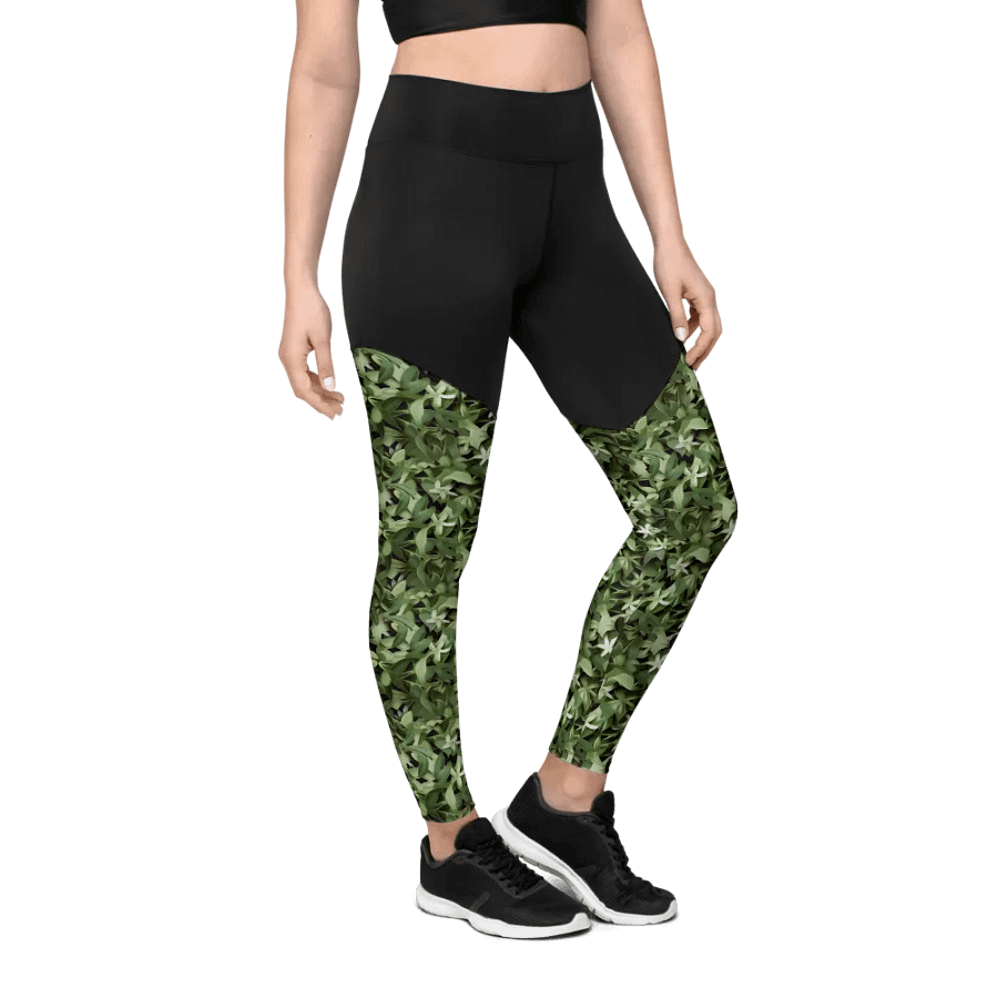 DARK GREEN CAMO PATTERN SPORTS LEGGINGS product image (7)