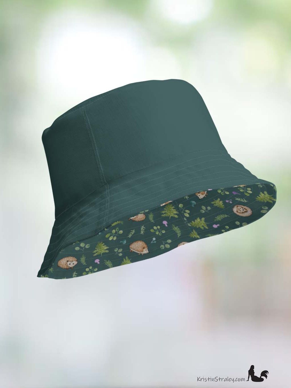 Hedgehogs Reversible Bucket Hat in Hedgehogs on Teal and Solid Teal product image (12)