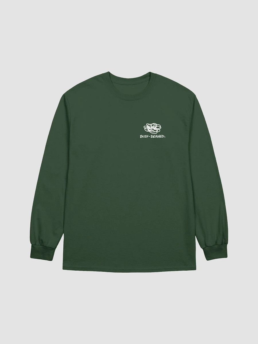 BUSY-BRAINED (sm. white design) printed cotton long sleeve product image (2)