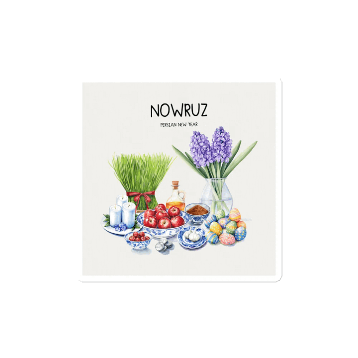 Nowruz Delight Die-Cut Magnets Set, Nowruz Watercolor Art, Haft-sin Table, Persian New Year, Persian Art product image (2)