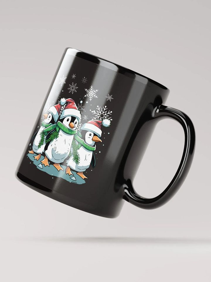 Santa Penguin Party Black Glossy Mug product image (3)