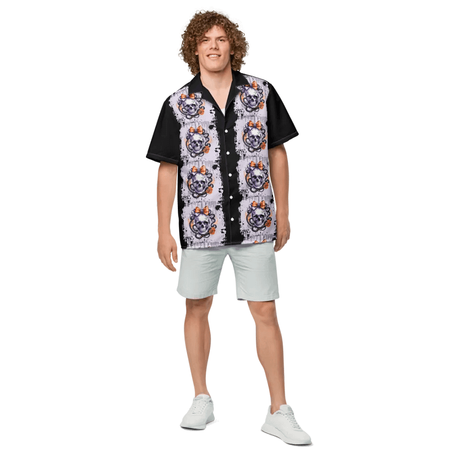 Unisex Skull and Snake Design Coquette Style Button Down Shirt product image (4)