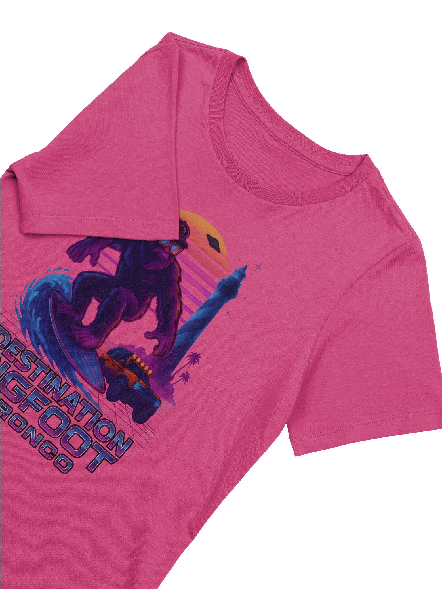 Destination Bigfoot Bronco Synthwave Bella+Canvas Women's Supersoft Relaxed-fit T-Shirt (Multiple Colors Available) product image (79)