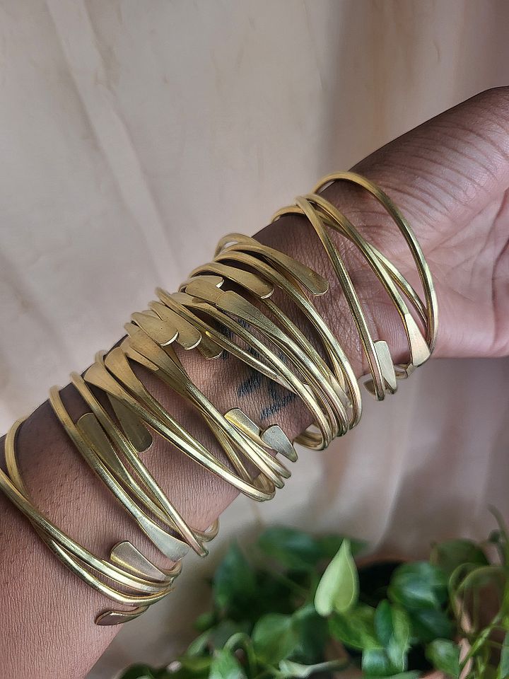 Raw Gold Brass Bangle Set product image (1)