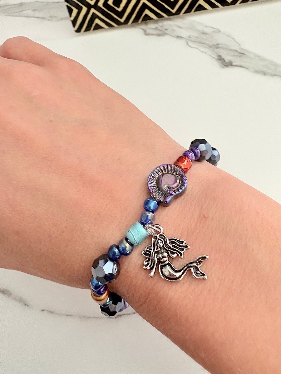 Handmade 7.5" Mermaid Charm Bracelet | Coastal Charm Jewelry by Monique Faella Designs™ | MFD-00183 product image (3)