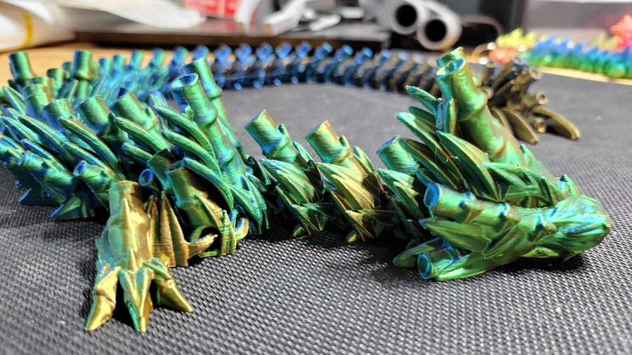 Articulated Bamboo Dragon (Silk Blue, Green, Orange) product image (5)