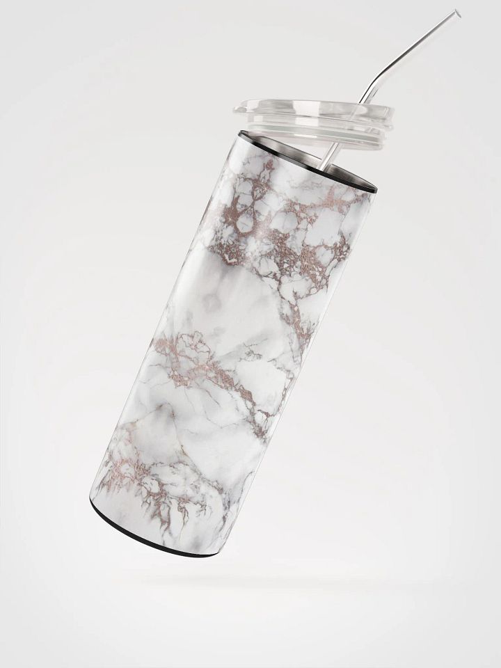 Elegance Defined: Marble Rose Gold Print Stainless Steel Tumbler | Eco-Friendly 20 oz Tumbler with Reusable Straw! product image (2)