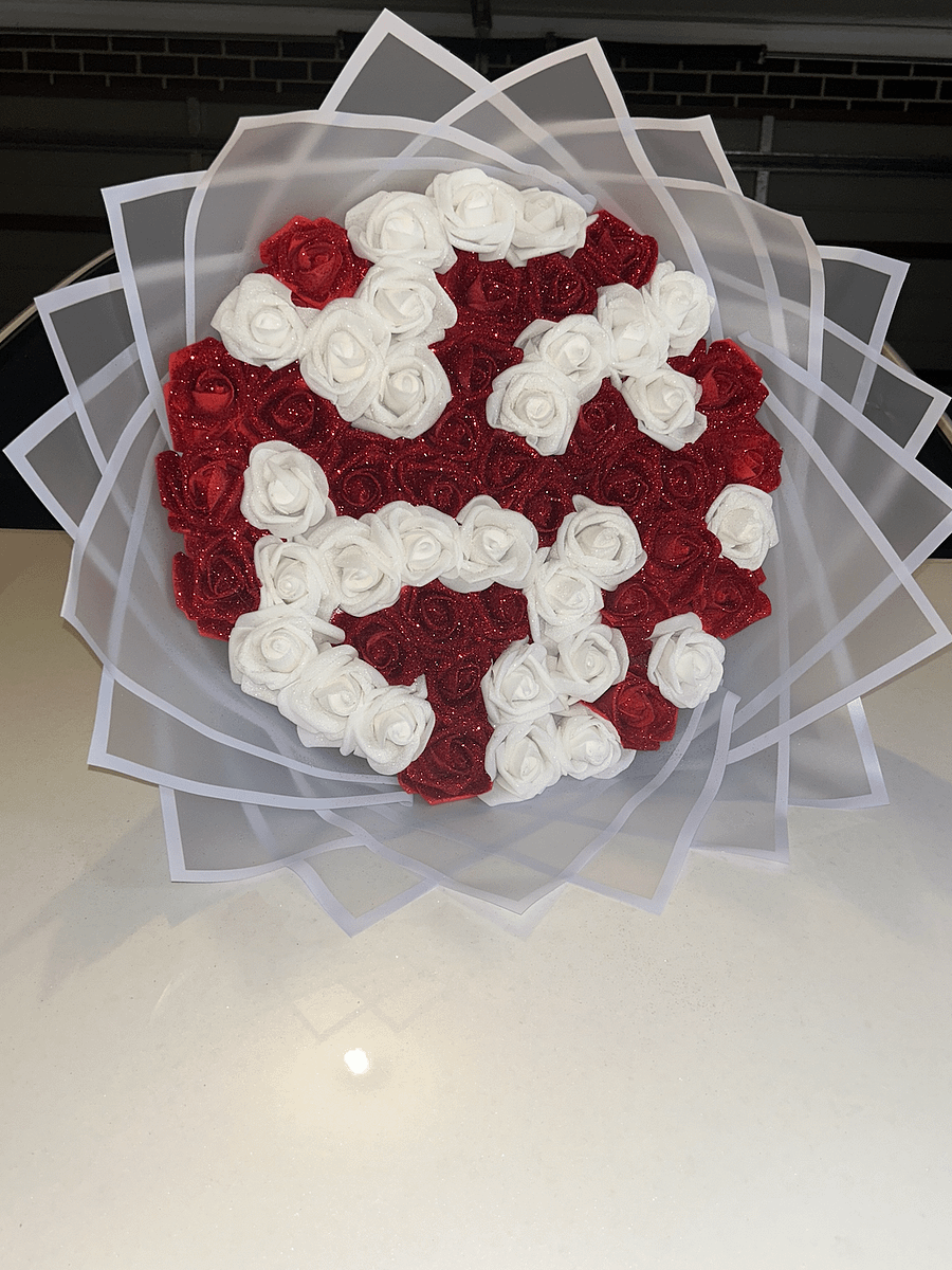 White & Red Glitter Bouquet product image (2)