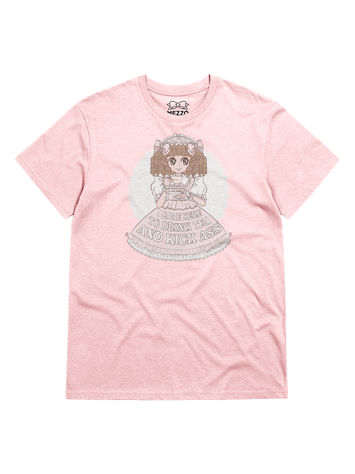 𝑬𝑼⧸𝑼𝑲 I Came Here to Drink Tea & Kick Ass (Oldschool, Pink) organic cotton t-shirt product image (1)