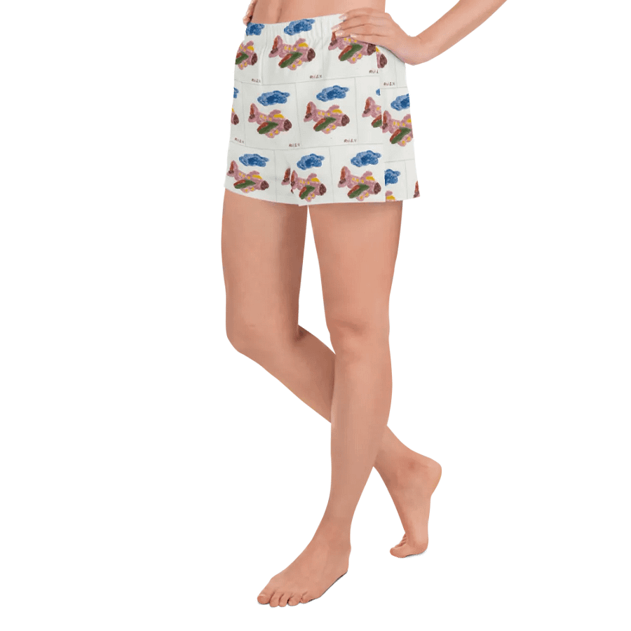 Kid Airplane (All-Over Print Women's Athletic Short Shorts) product image (3)