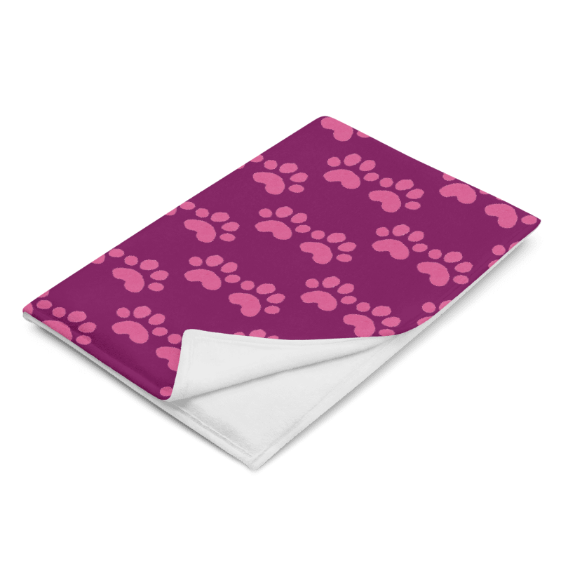 All Around Pink Paw Prints Throw Blanket product image (6)