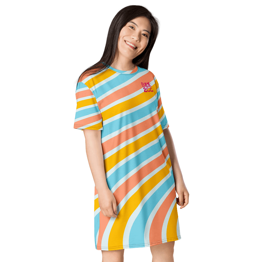 BOURNE to Cape Cod™ | Pink Logos on Bright Stipes | T-Shirt Dress | Beachy-Chic & Festive product image (4)