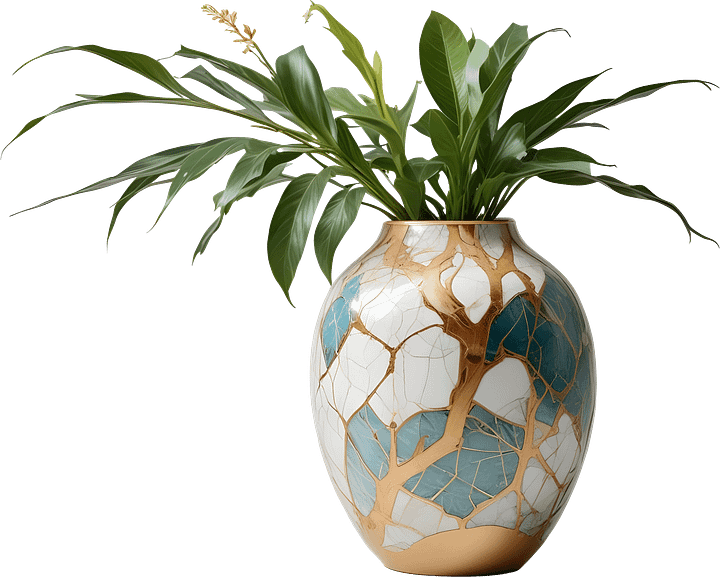 Golden Forest – Vase Tree of Life Kintsugi gold repair png product image (1)