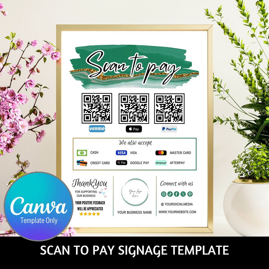 Esmeralda - Scan To Pay QR Code Sign Template product image (1)