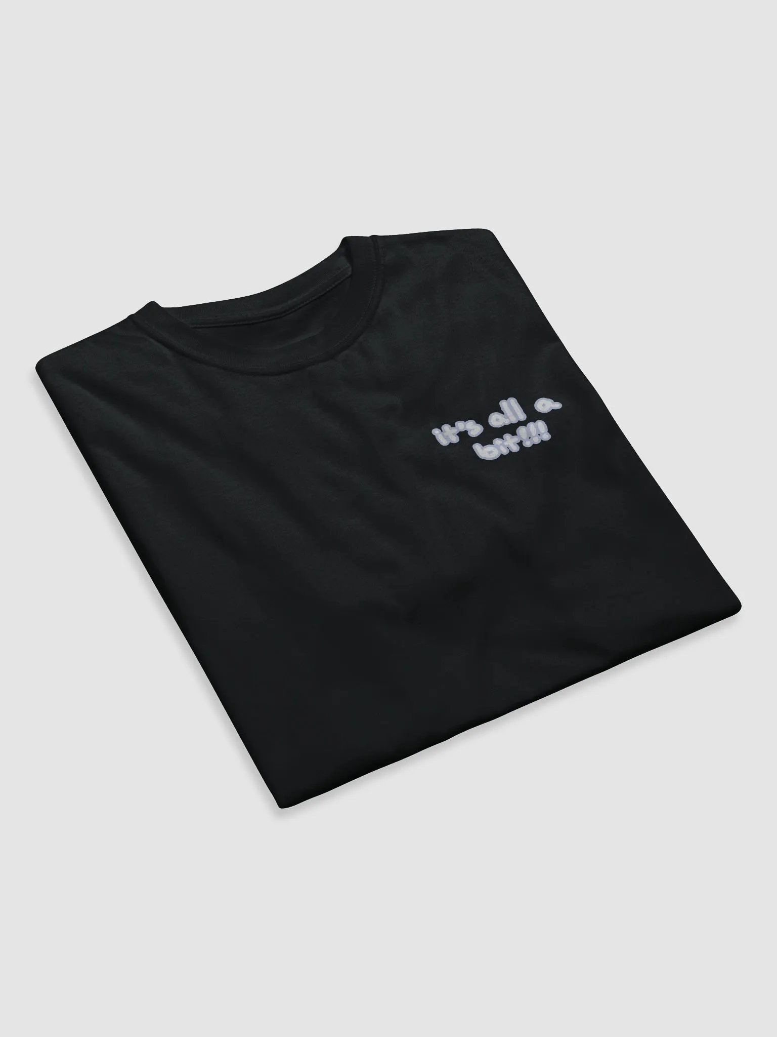 “It’s all a bit!!!” (sm. lined design, #BDCAEF) unisex eco tee product image (7)