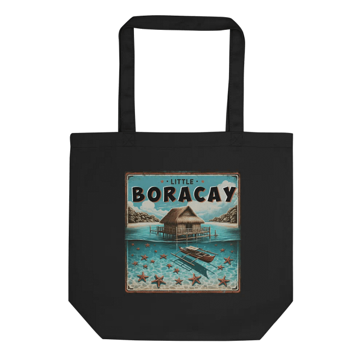 LITTLE BORACAY TOTE BAG, FLOATING COTTAGE BALSA AND FILIPINO BOAT BANGKA WITH STARFISH, CALATAGAN BATANGAS product image (2)