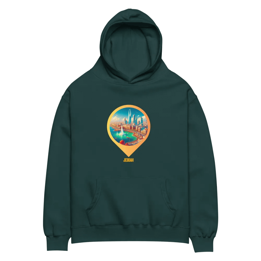 Cityscape Pin Art Oversized Hoodie | AI Design Jeddah city product image (2)