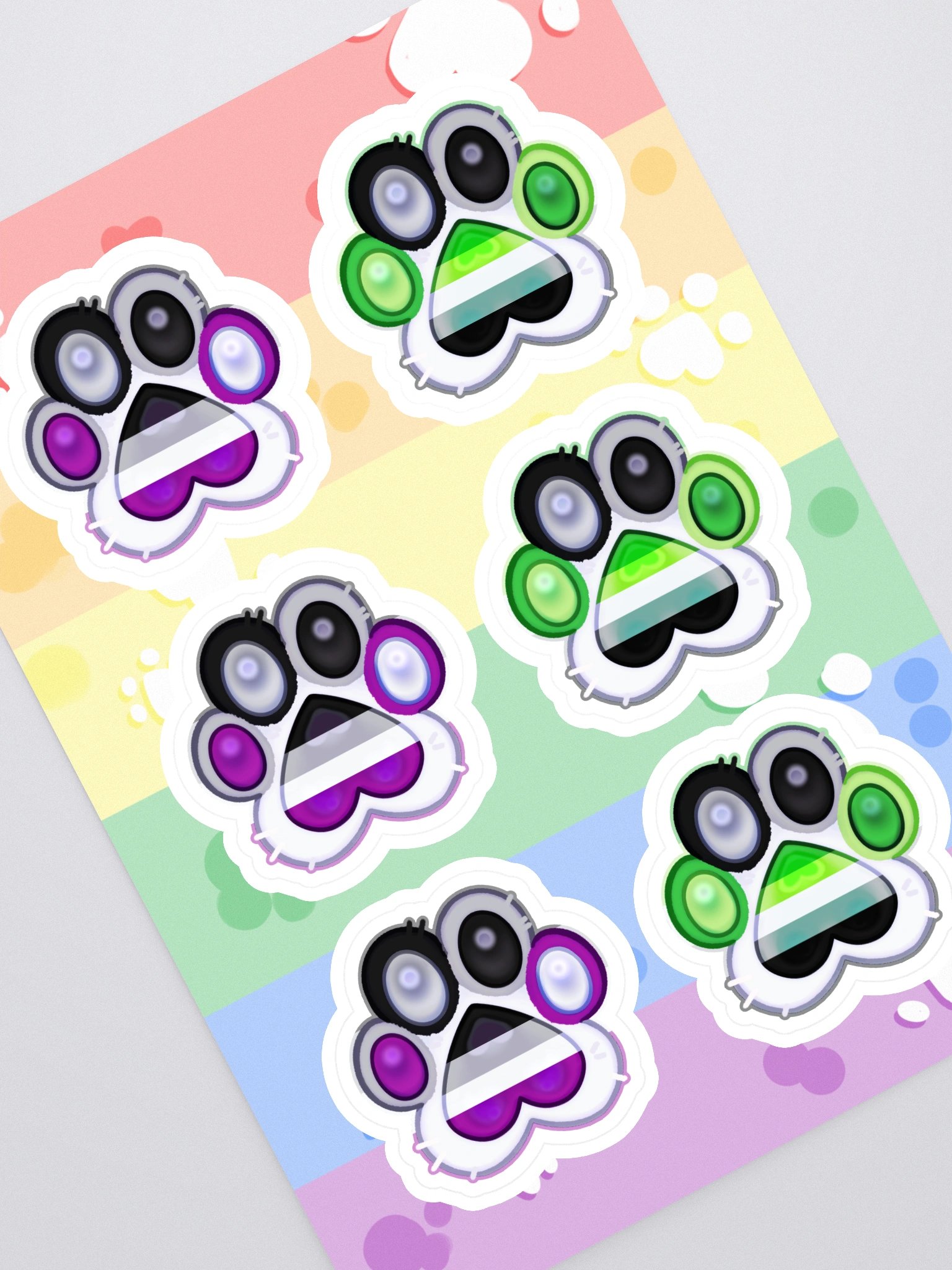 Aro & Ace Medley Pride Paw Prints Sticker Sheet product image (1)