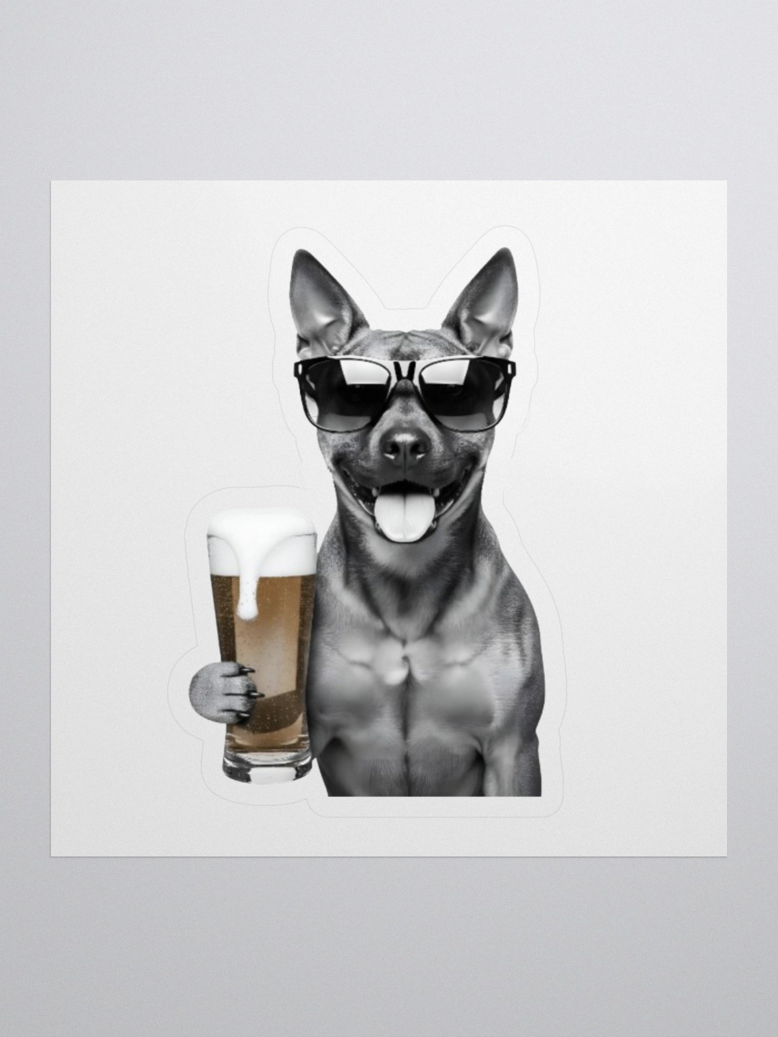 Potcake drinking beer sticker product image (1)