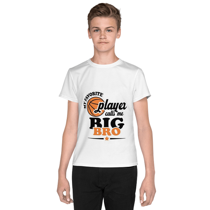Kids Youth Crew Neck T-Shirt Big Bro Player Graphic All-Over Print product image (1)