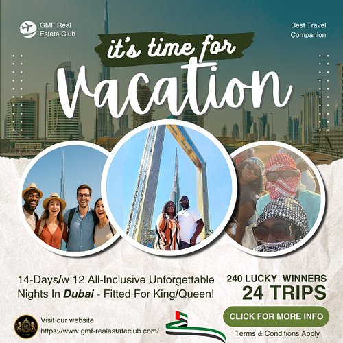 ✈️✨ Win The Trip Of A Lifetime! ✨✈️

GMF Real Estate Club is excited to announce our newest Raffle Prize – an All-Inclusive T...