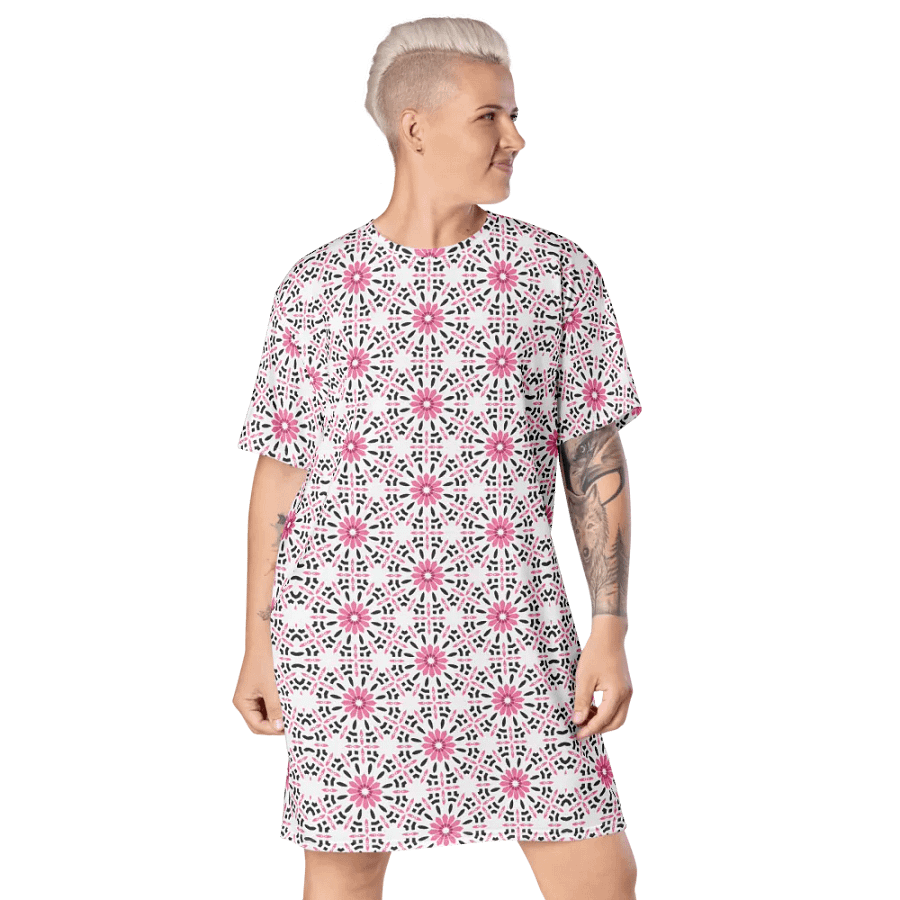 Pink Print Summer Dress, T-Shirt Dress product image (8)