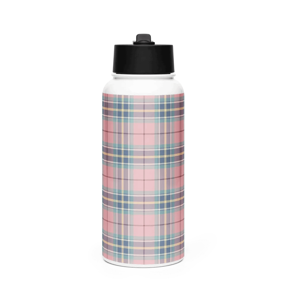 Pastel Pink Plaid Water Bottle product image (4)