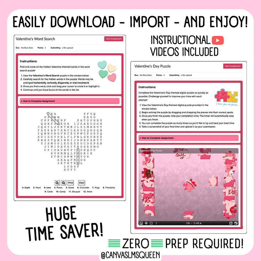 Canvas LMS - LESSON MODULE - Valentine's Day - 100% Customizable | Digital Resource product image (3)